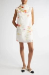 Ferragamo Off-white Blossom Flower Reversible Minidress In Ivory/multicolor