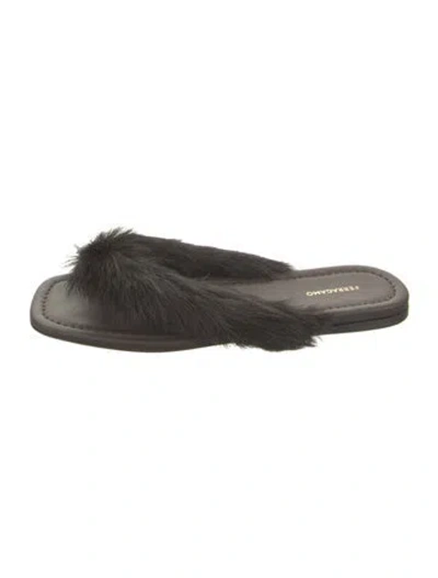 Pre-owned Ferragamo Fur Flip Flops In Multicolor