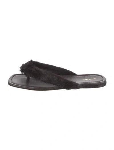 Pre-owned Ferragamo Fur Slides In Brown