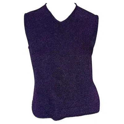 Pre-owned Ferragamo F/w 1996 Salvatore  Purple Metallic Knit Sleeveless Top S