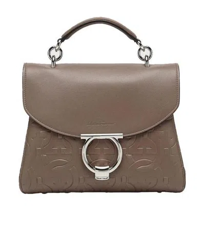 Ferragamo G Vela Shoulder Bag In White