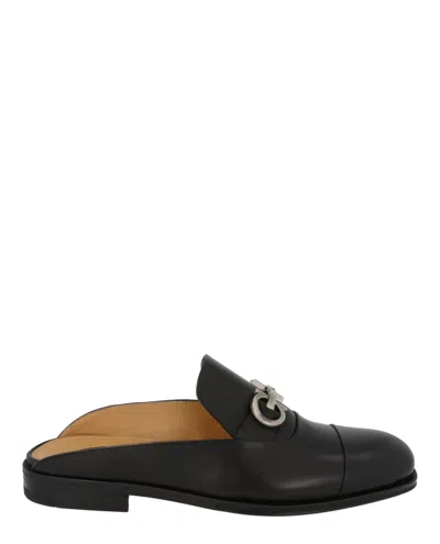 Ferragamo Gab Gancini Loafer Mules In Black