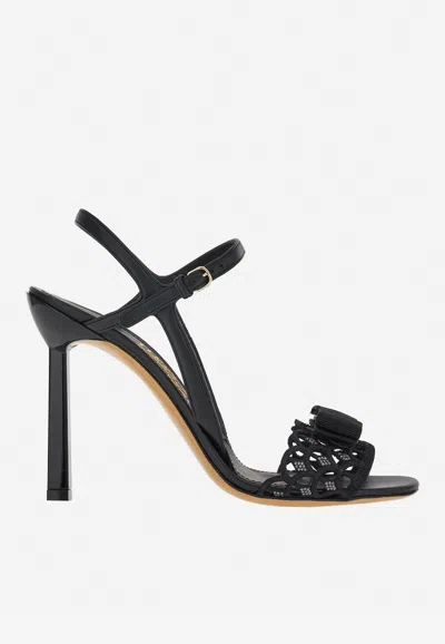 Ferragamo Gabriela 105 Woven Sandals In Black