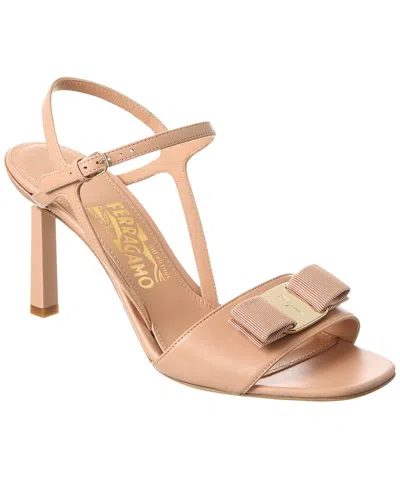 Ferragamo Gabriela Leather Sandal In Neutral