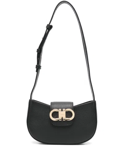 Ferragamo Gabry Black Calf Leather Shoulder Bag