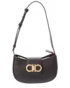 Ferragamo Gabry Leather Shoulder Bag In Black