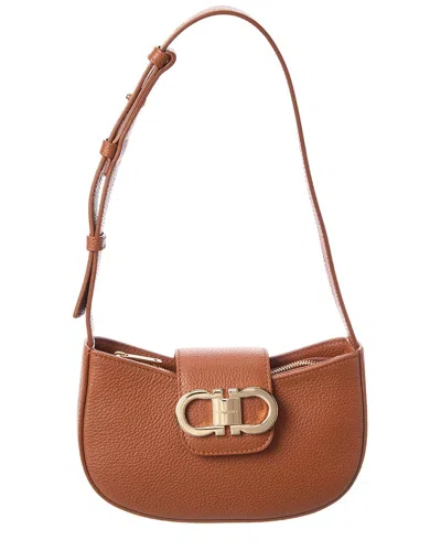 Ferragamo Gabry Leather Shoulder Bag In Brown