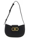 Ferragamo Gabry Black Calf Leather Shoulder Bag In Black