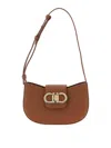 Ferragamo Adjustable Strap Textured Finish Shoulder Bag In Brown