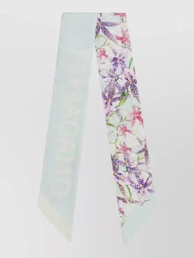 Ferragamo Gaia Floral Silk Rectangular Bandeau Scarf In Multi