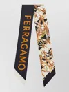 Ferragamo Gaia Scarf Floral Pattern Fringed Edges In Multi