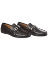 Ferragamo Men's Biarritz Leather And Jacquard Bit Loafers In Black