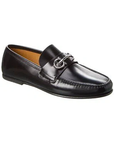 Pre-owned Ferragamo Galileo Leather Loafer Men's In Black