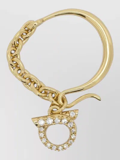 Ferragamo Gancatena Hoop Earrings Chain Charm Design In Gold