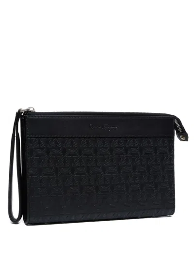 Pre-owned Ferragamo Ganchini Clutch Bag In Black