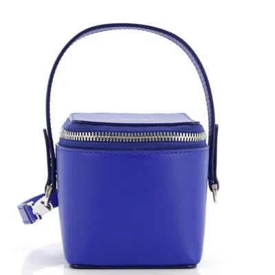 Ferragamo Gancicni Top Handle Vanity Case Leather Micro In Blue