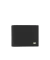 Ferragamo Black Card-holder With Micro Gancini Detail In Hammered Leather Man In Black