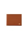 Ferragamo Brown Card Holder With Metal Gancini Detail In Hammered Leather Man In Brown