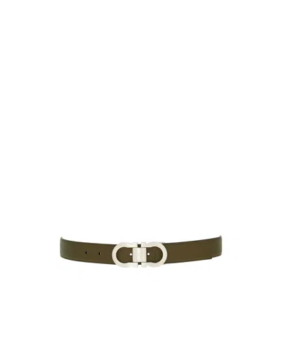 Ferragamo Gancin Double-sided Belt In Green