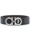 Ferragamo Elegant Reversible Leather Belt With Metallic Buckle