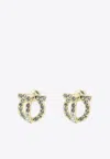Ferragamo Crystal Embellished Stud Earrings In Gold