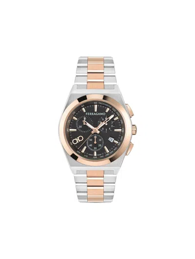 Ferragamo Vega Upper East Chrono Bracelet Watch In Metallic