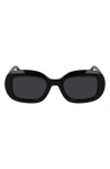 Ferragamo Gancini 51mm Oval Sunglasses In Black