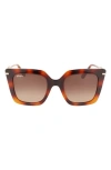 Ferragamo Gancini Chain Square Acetate & Metal Sunglasses In Classic Havana