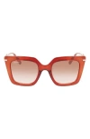 Ferragamo Gancini 51mm Rectangular Sunglasses In Transparent Brown