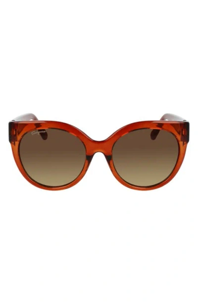 Ferragamo Gancini 53mm Round Sunglasses In Brown