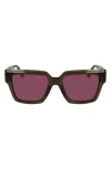 Ferragamo Gancini Acetate Square Sunglasses In Transparent Khaki