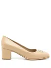 Ferragamo Gancini 55m Square-toe Pumps In Neutral