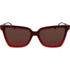 Ferragamo Gancini 56mm Butterfly Sunglasses In Gradient Transparent Dark Red
