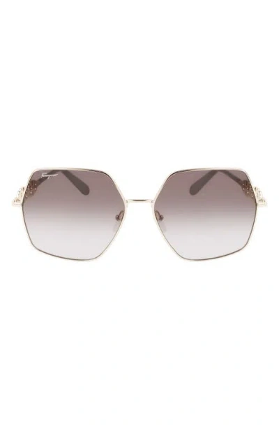 Ferragamo Gancini 61mm Gradient Rectangular Sunglasses