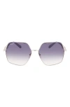 Ferragamo Gancini 61mm Gradient Rectangular Sunglasses In Silver/blue
