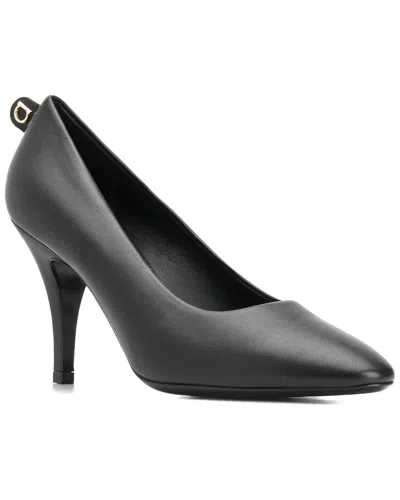 Ferragamo Gancini 95mm Leather Pump In Black