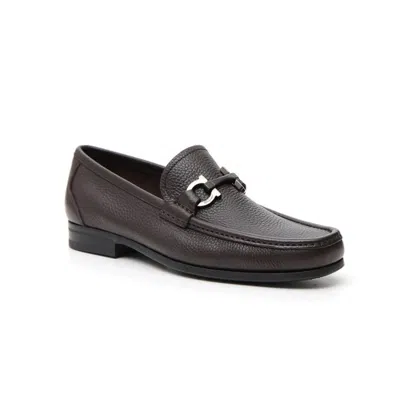 Ferragamo Brown Gancini Ornament Loafers In Dark Brown