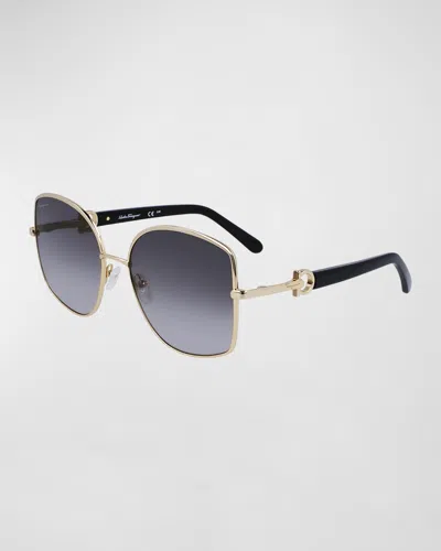 Ferragamo Gancini Acetate & Metal Butterfly Sunglasses In Blue