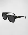 Ferragamo Gancini 54mm Rectangular Sunglasses In White