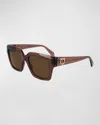Ferragamo Gancini Acetate Square Sunglasses In Transparent Mauve