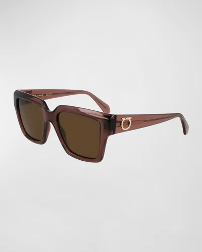FERRAGAMO GANCINI ACETATE SQUARE SUNGLASSES