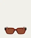 Ferragamo Gancini Acetate Square Sunglasses In Transparent Brown