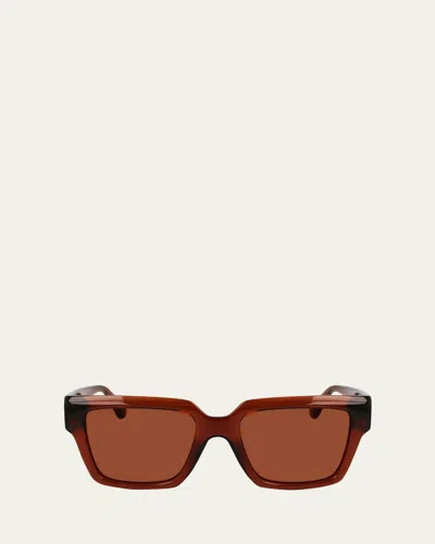 Ferragamo Gancini Acetate Square Sunglasses In Transparent Brown