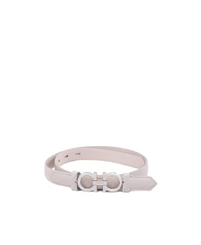 Ferragamo Gancini Adjustable Belt In White