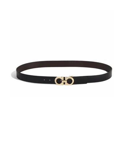 Ferragamo Gancini Adjustable Double-sided Belt In Black