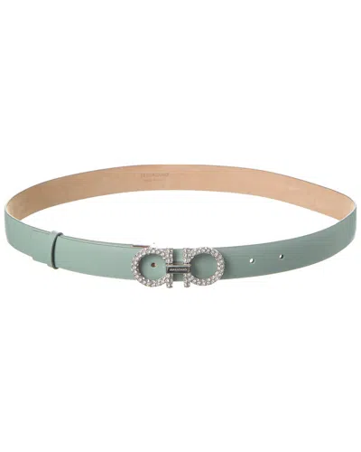 Ferragamo Gancini Adjustable Leather Belt In Green