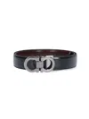Ferragamo Salvatore  Man's Bicolor Leather Belt With Logo Buckle In Black