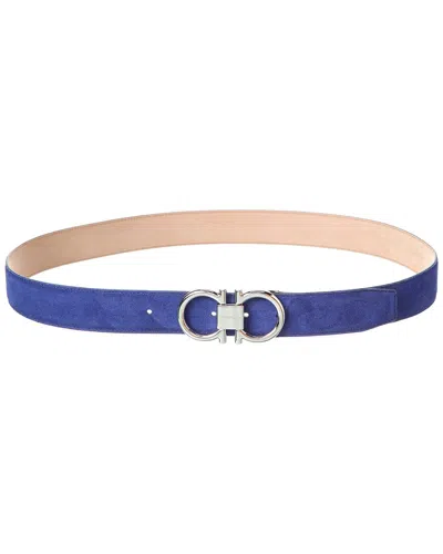 Ferragamo Gancini Adjustable Suede Belt In Purple
