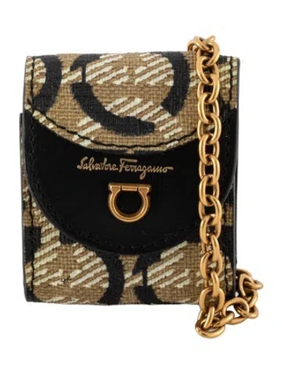 Pre-owned Ferragamo Gancini Airpods Case In Black
