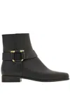 Ferragamo Gancini Ornament Ankle Boot In Black